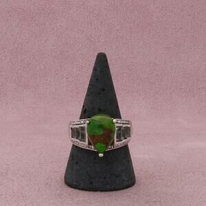chuck clemency sterling silver topaz & green turquoise ring size 9.5